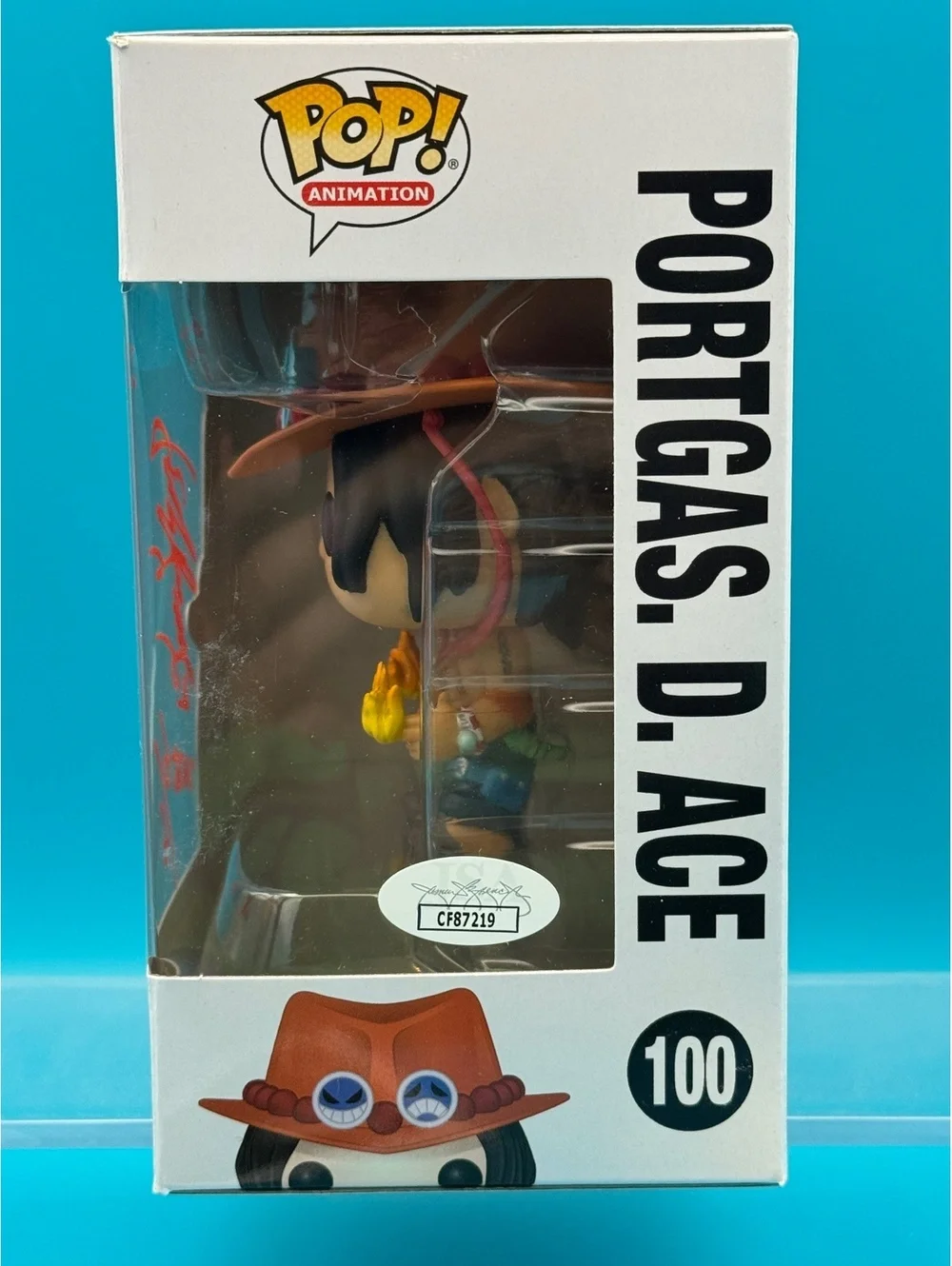 Toshio Furukawa Japanese JVA signed Portgas D. Ace One Piece funko with JSA COA